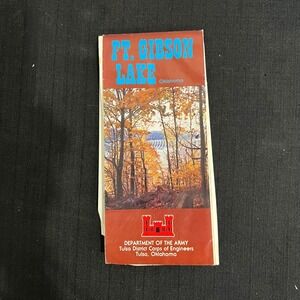 Vintage Ft. Gibson Lake Oklahoma Map Brochure Army Corps of Engineers Tulsa Dist